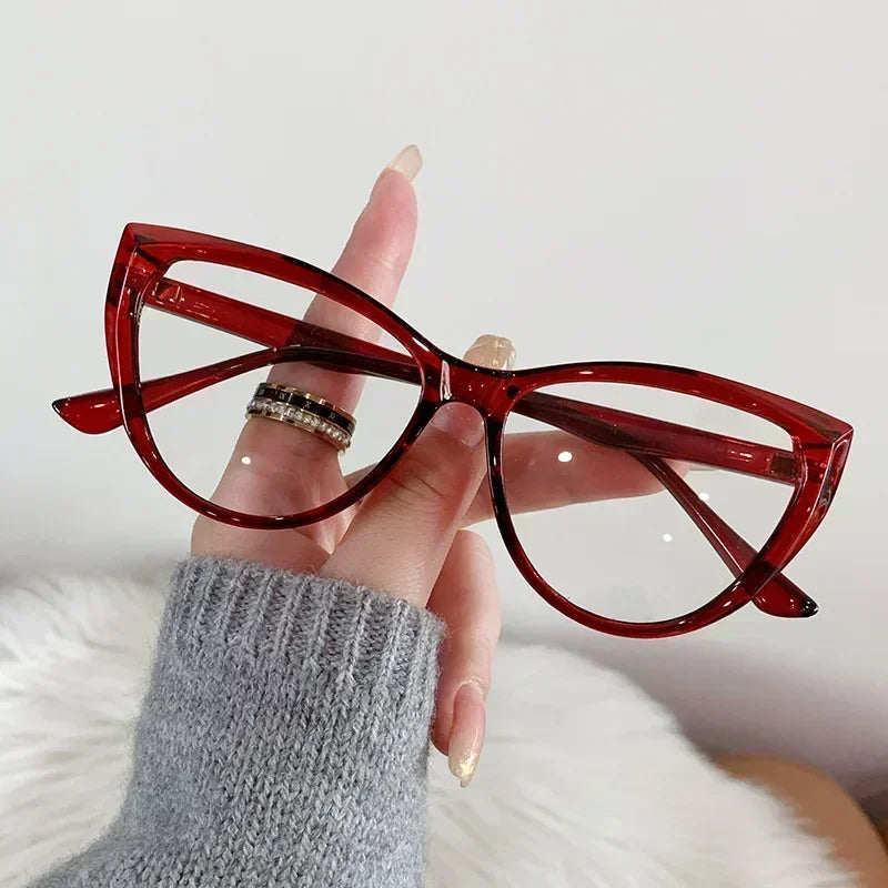 Women Cat Eye Myopia Eyeglasses Fashion Trendy Anti-blue Light Near Sight Glasses Female Vintage HD Lens Minus Eyewear 0 To -4.0