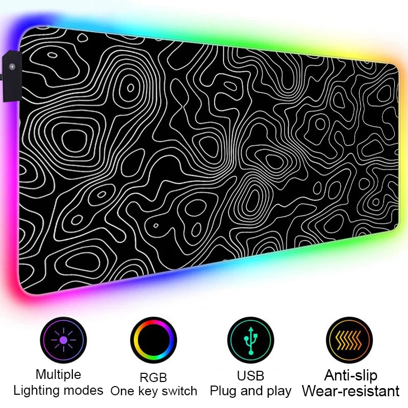 Strata Liquid Abstract Art RGB Mouse Pad LED Gaming Setup Accessories Mousepad XXL Desk Mat Locking Edge Mouse Pads Keyboard Mat