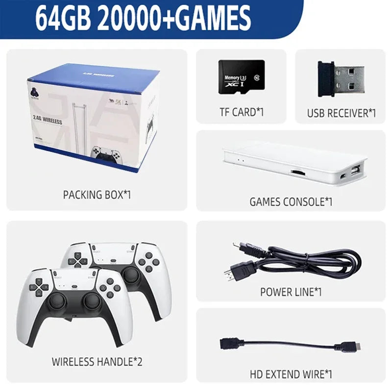 وحدة تحكم ألعاب M15 Game Stick Mini TV المحمولة ولوحة ألعاب لاسلكية لألعاب الفيديو بسعة 64 جيجابايت و20000+ لعبة كلاسيكية عالية الدقة للاعبين اثنين لـ PS1 وما إلى ذلك