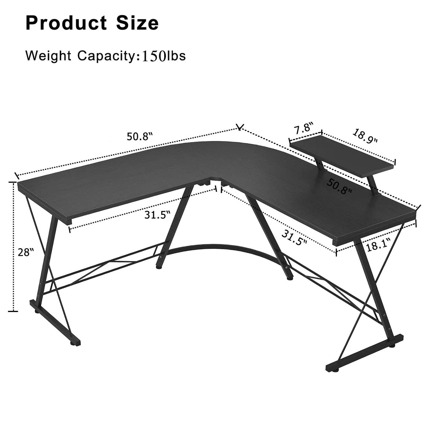 L Shaped Gaming Desk Computer Corner Desk Home PC Desk, Office Writing Workstation with Large Monitor Stand