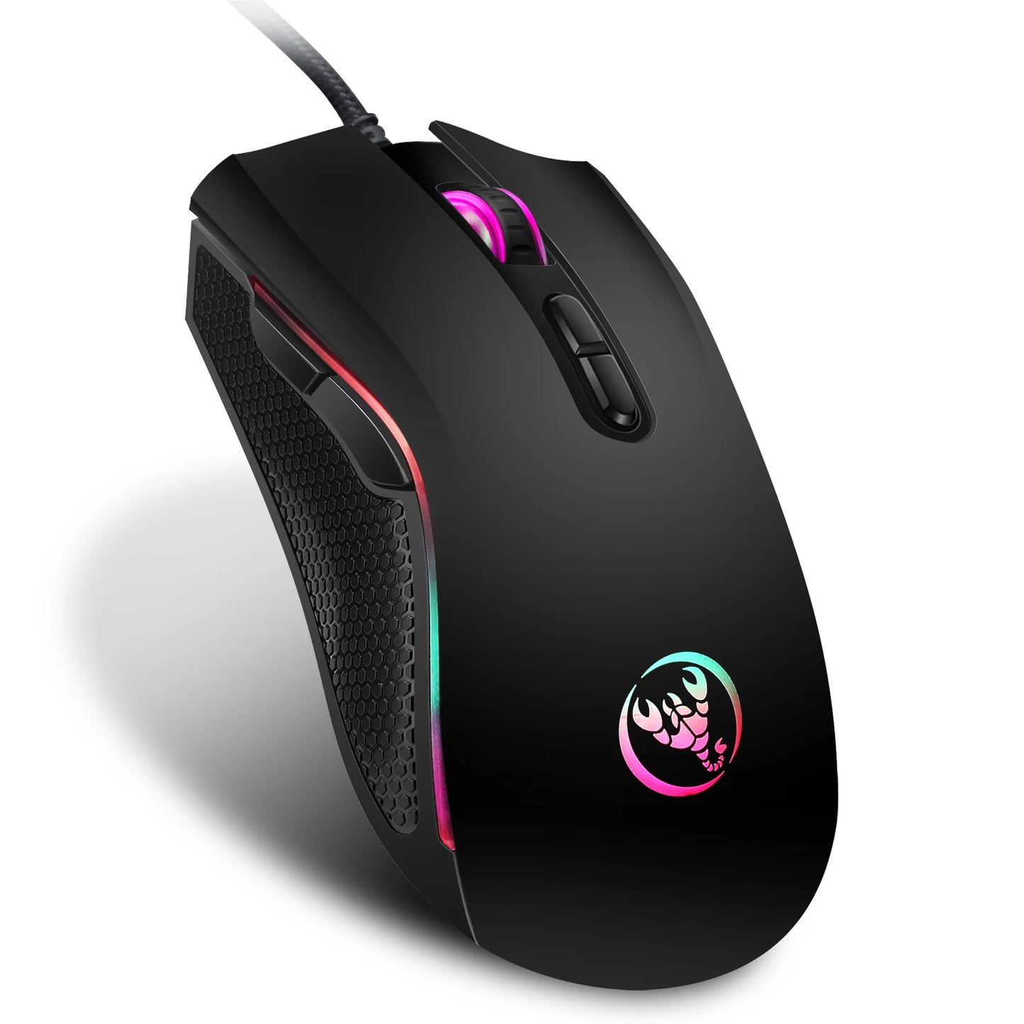 Popular choice HXSJ A869 optical ergonomic RGB ABS 4-level resolution adjustment wired gaming mouse for laptop and PC