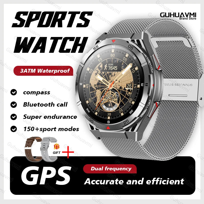 2025New for HUAEWI Military Grade GPS Smartwatch 150+Sport Mode BT Call 10ATM Waterproof Compass Health Monitoring for Men Watch