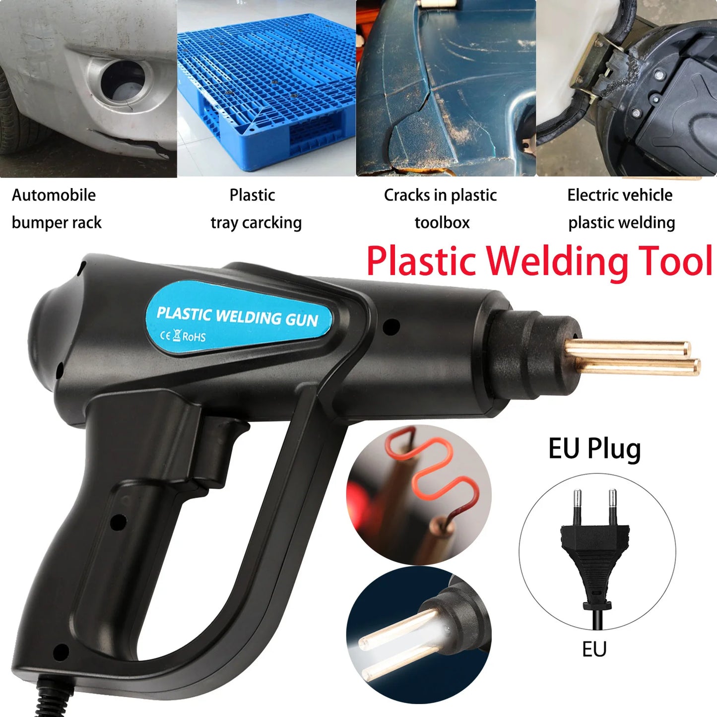 70W Plastic Welder Repair Kit Hot Stapler Pvc Plastic Welding Machine Heat Gun Garage Hand Tools Car Bumper Soldering Iron