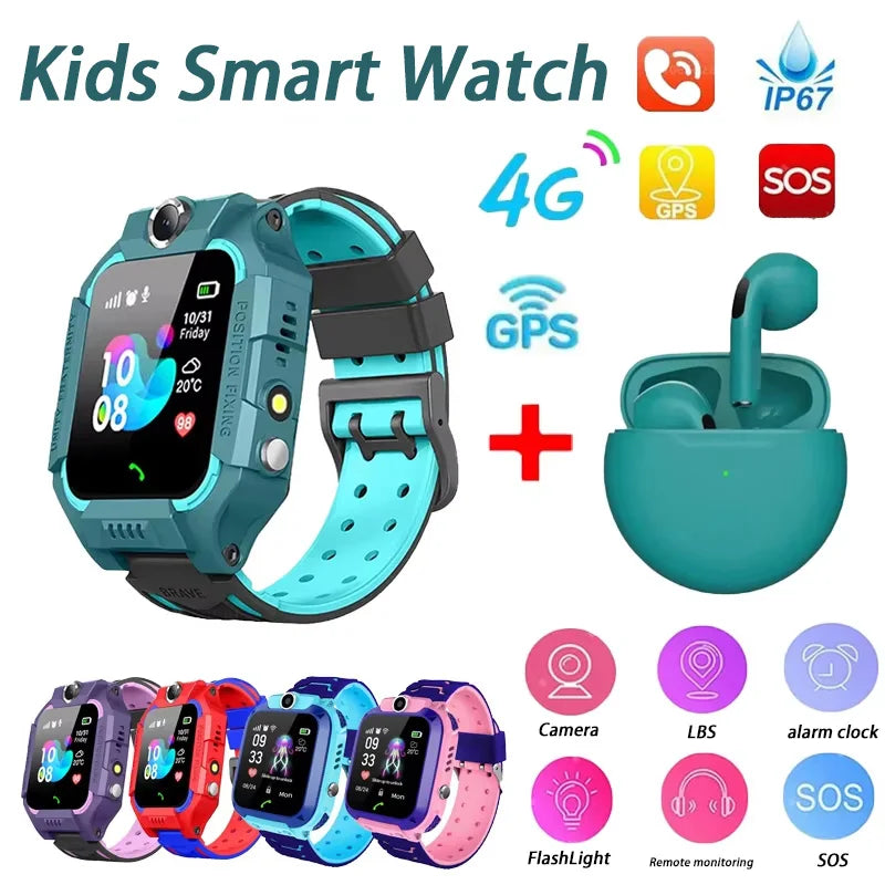 Kids Smart Watch SOS Phone Watch With 4G Sim Card Ip67 Waterproof Remote Photo For Children For Android IOS Children Gift 2025