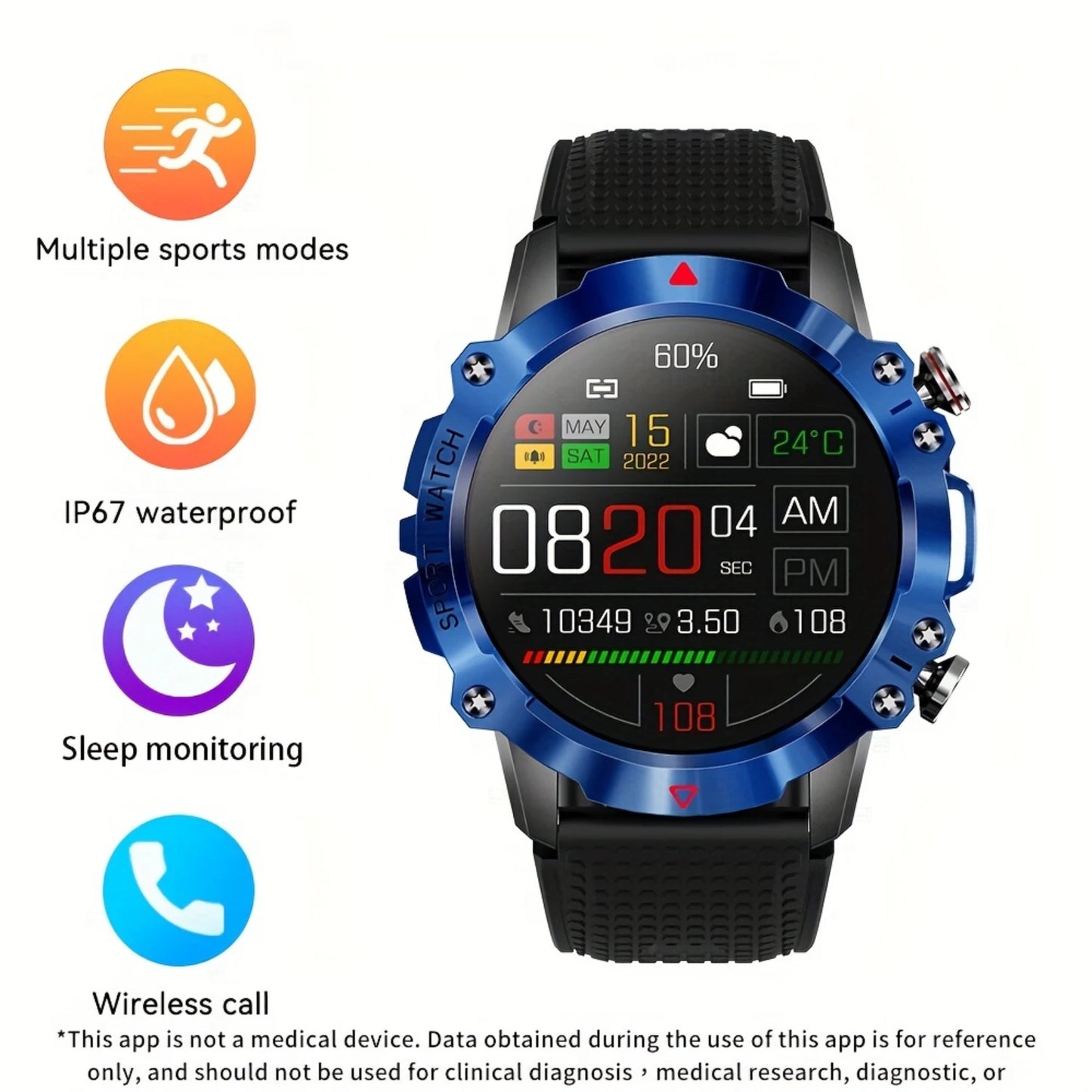 Smart Watch 1.39 Inches/wireless Waterproof/date Display/step Counting/calories/countdown/reminder Function/smart Alarm Clock/fi