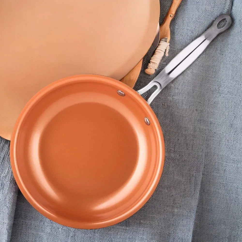 Non-Stick Copper Cooking Pans: Versatile and Durable Option for Effortless Frying on Gas and Induction Cooktops - Ideal for Ever