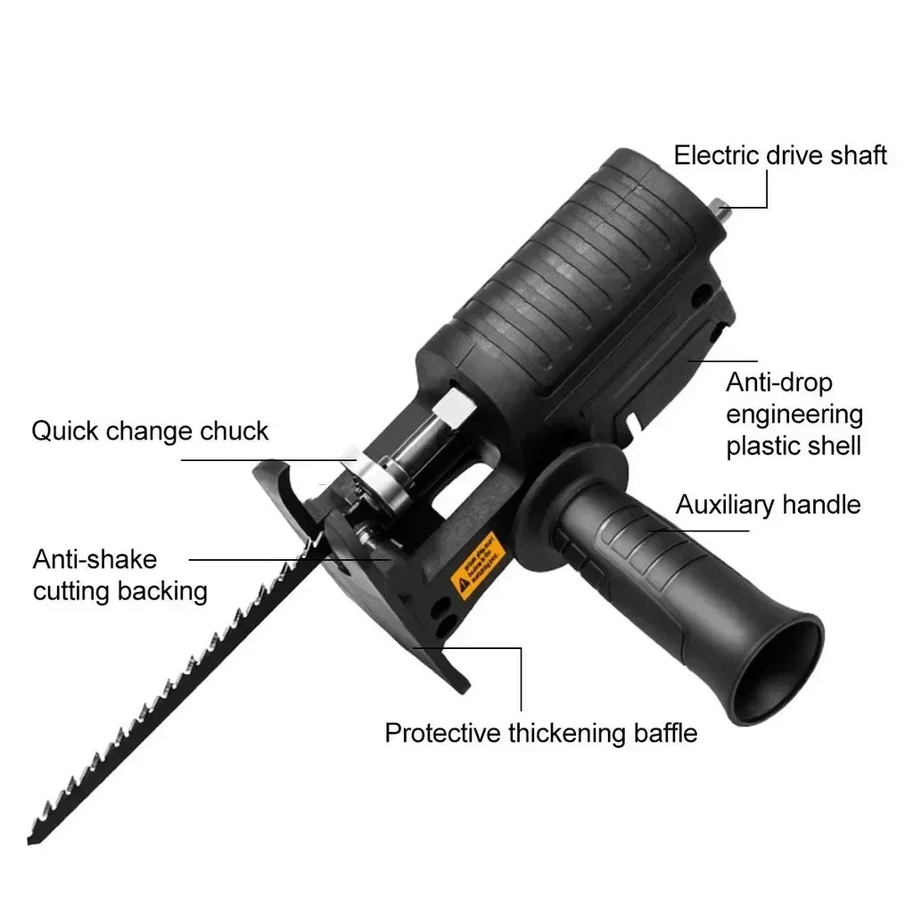 Portable Reciprocating Saw Adapter Electric Drill Modified Electric JigSaw Power Tool Wood Cutter Machine Attachment with Blades