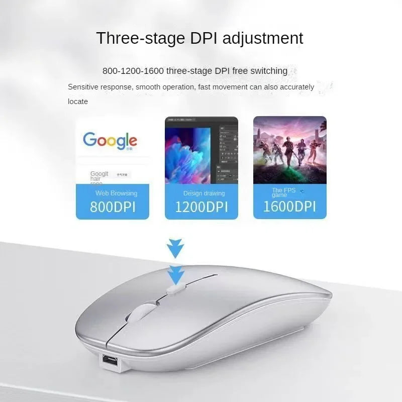 Wireless Mouse For Laptop PC Bluetooth Rechargeable Mouses Computer Silent Mice USB mouse Ergonomic Gaming Mouse For Xiaomi Pad