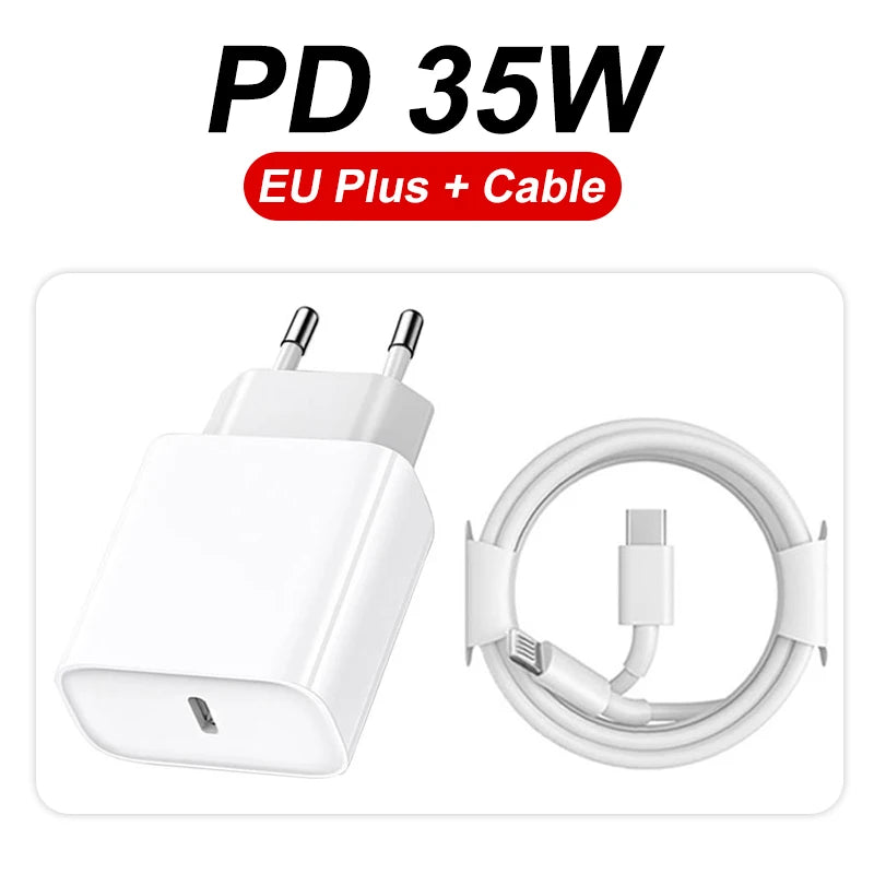 For iPhone Original 35W Fast Charger For Apple 16 15 14 13 12 11 Pro Max Quick Charging X XS XR 7 8 Plus Cable Phone Accessories