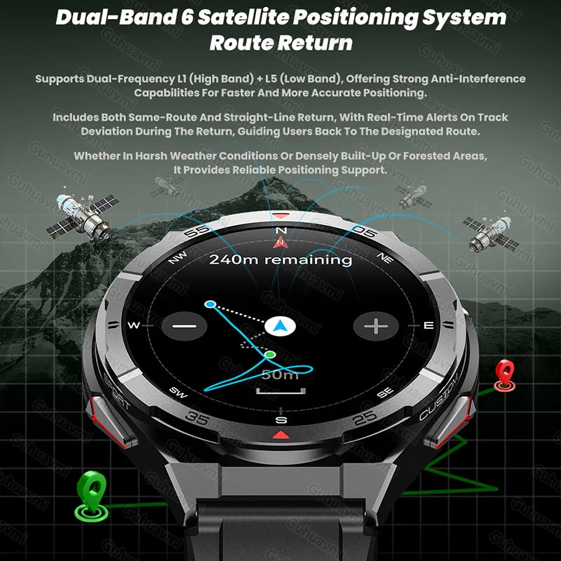 2025New for HUAEWI Military Grade GPS Smartwatch 150+Sport Mode BT Call 10ATM Waterproof Compass Health Monitoring for Men Watch