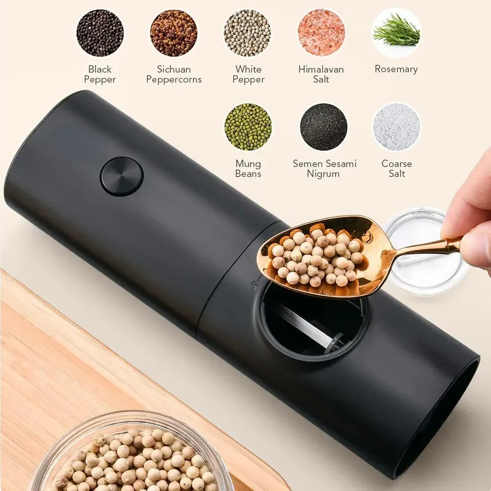 2PCS Electric Salt And Pepper Grinder With Adjustable Coarseness Refillable Mill Battery Powered Kitchen Automatic Gadget Mortar