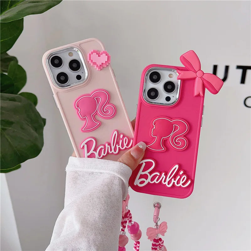 New Barbie 3D Siliconecase Cell Phone Cases for IPhone 16 15 14Pro Max Women Fashion All Inclusive Protective Cover Gift