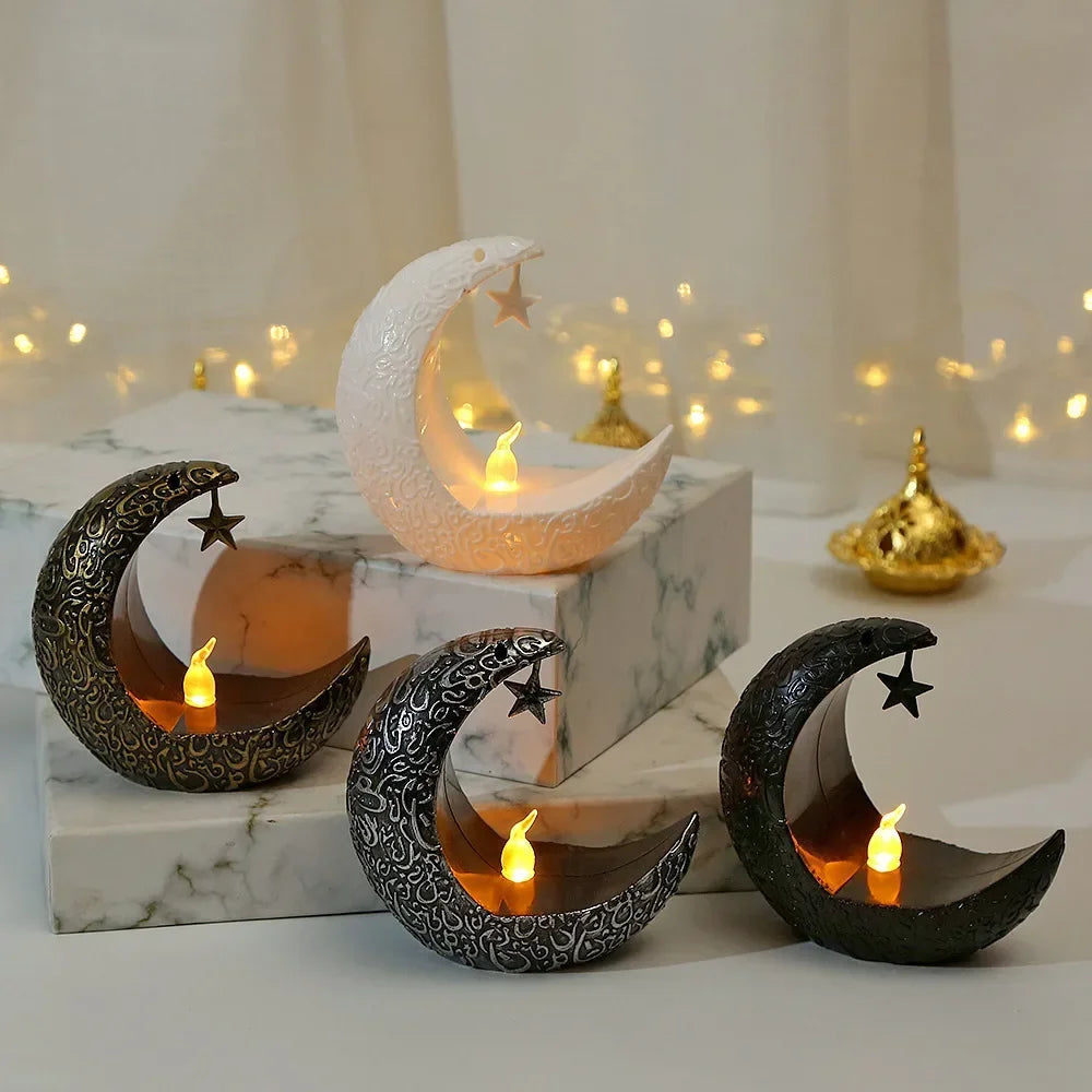 2025 Ramadan Decoration Star Moon LED Candlestick Lamp for Ramadan Kareem Islamic Muslim Home Decor Lamp Eid Mubarak Party Gifts