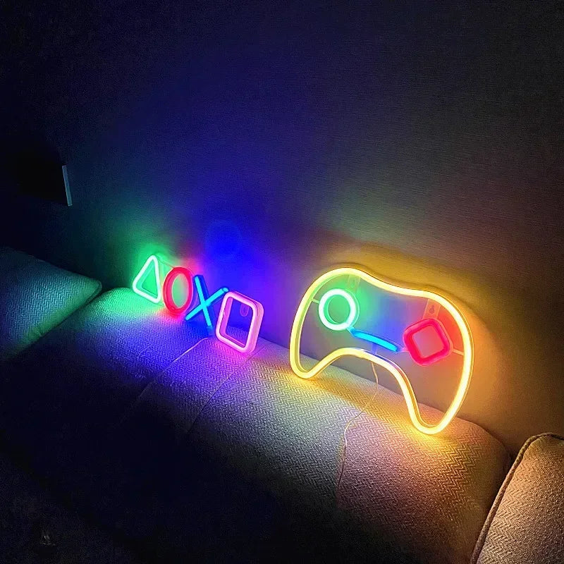 Neon Signs  Bedroom Wall Decor USB Powered     Game Room Living Room Teen Gamer Room Decoration Licence plate Emo room decor Pug