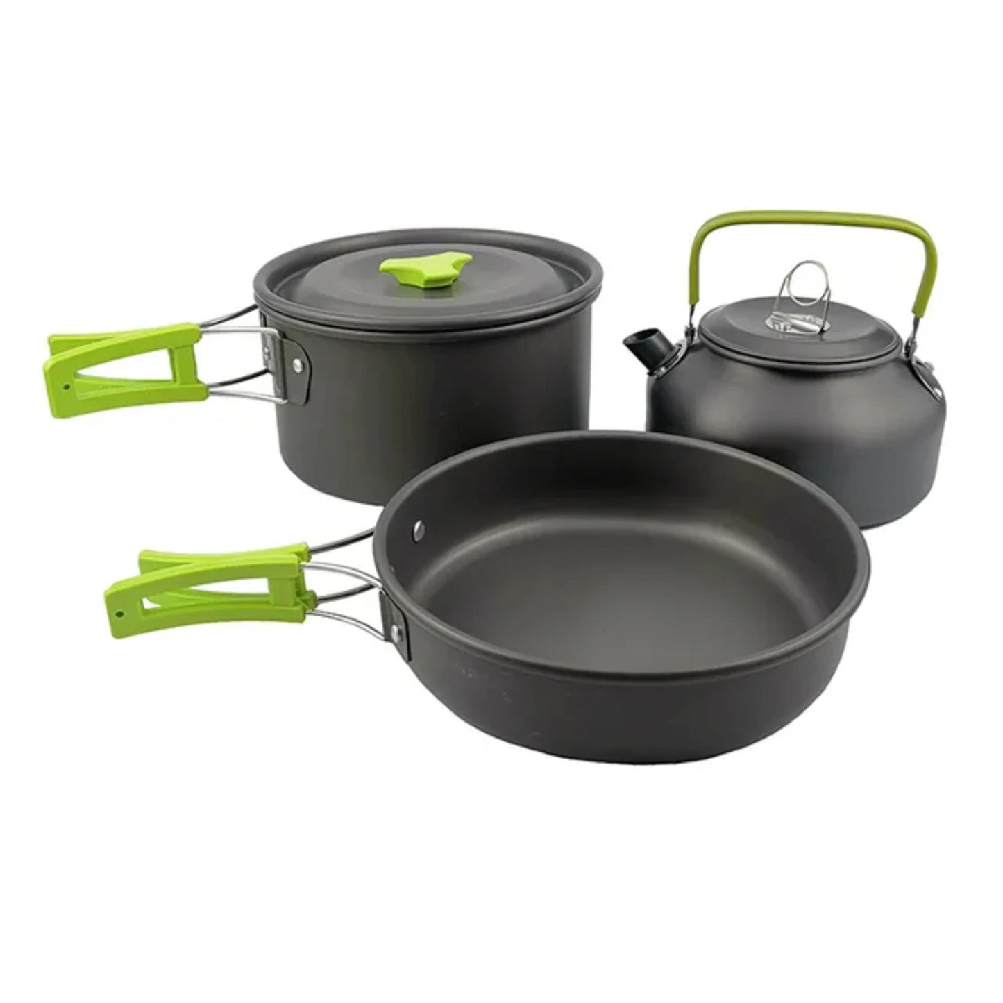 Portable Aluminum Camping Cookware Set for 2-8 People - Lightweight Outdoor Tableware Cookset with Pan, Bowl, Kettle, and Pot -