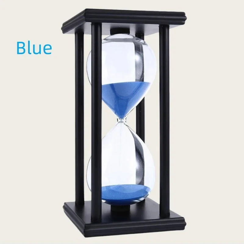 60 Minutes Wooden Black Frame Four Pillar Hourglass Children Do Homework Timer Creative Fall-Proof Sand Clock Home Decorations