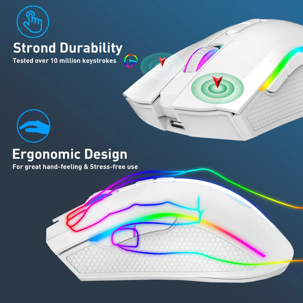 ماوس ألعاب لاسلكي محمول 2.4 جيجا هرتز من HXSJ T69 ergonomics، ماوس ألعاب لاسلكي للكمبيوتر المحمول والكمبيوتر الشخصي للألعاب