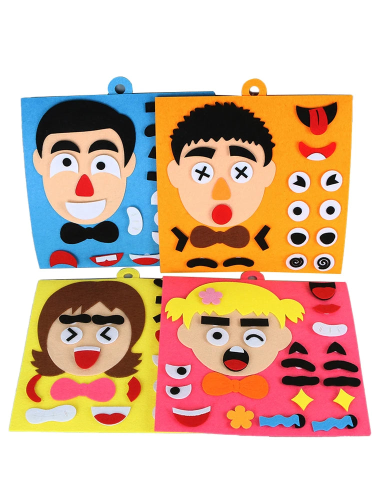 Puzzles Parents and Kids Emoticon DIY Assembling Hangable Puzzles Children Recognition Training Educational Toys