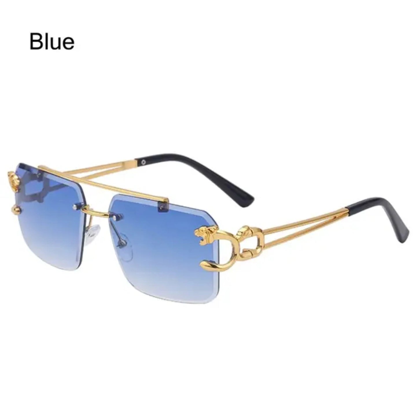 Retro Cheetah Decoration Rimless Sunglasses  Women Men Metal Steampunk Sun Glasses Frameless Fashion Shades UV400 Eyewear Gafas