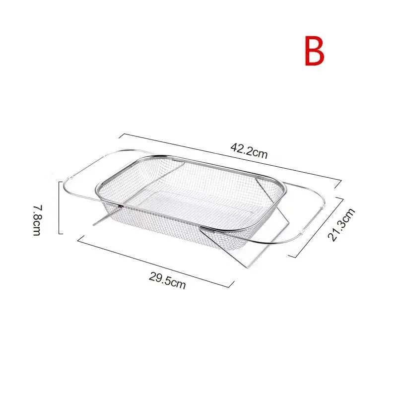 سلة تصريف قابلة للسحب من الفولاذ المقاوم للصدأ، سلة غسيل الخضروات المنزلية، سلة تصفية الخضروات والفواكه، رفوف تصريف حوض المطبخ