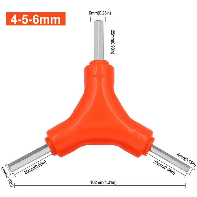 مجموعة مفاتيح سداسية ثلاثية التوائم 3 في 1 مقاس 2.5/3/4/5/6/8 مم، أدوات يدوية من الفولاذ الكربوني، أدوات صيانة الدراجات، مفتاح ربط كهربائي