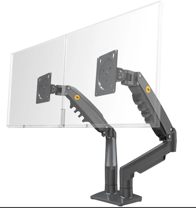 NB F160 Gas Spring 360 Degree Desktop 17"-27" Dual Monitor Holder Arm Full Motion Monitor Mount Bracket Load 2-9kg each