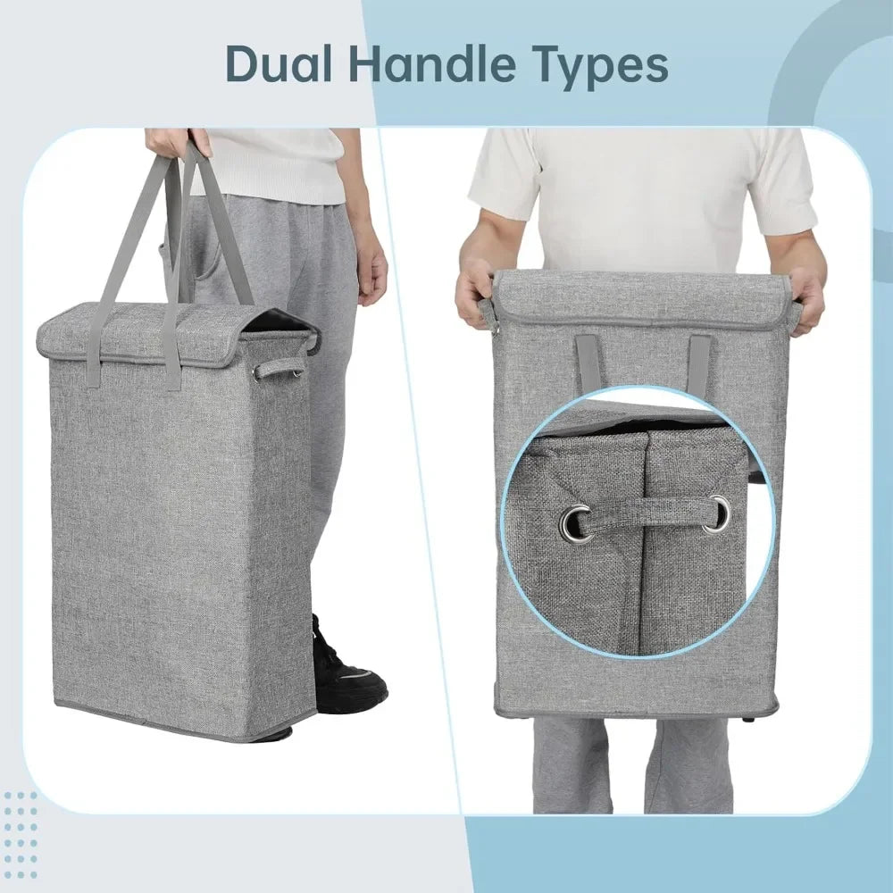 45L Foldable Dirty Laundry Basket with Cover Dust-proof Clothes Trousers Socks  Organization Drawer Wardrobe  Box New