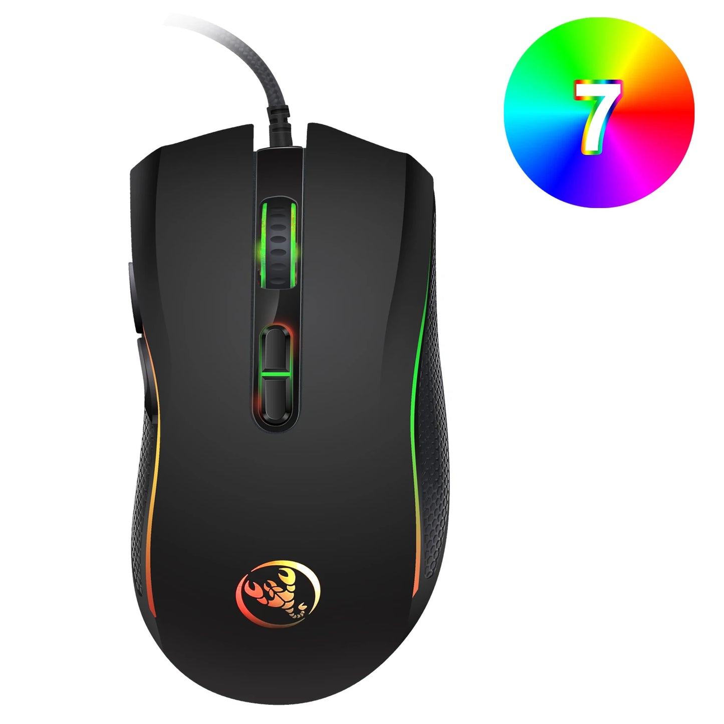 Popular choice HXSJ A869 optical ergonomic RGB ABS 4-level resolution adjustment wired gaming mouse for laptop and PC