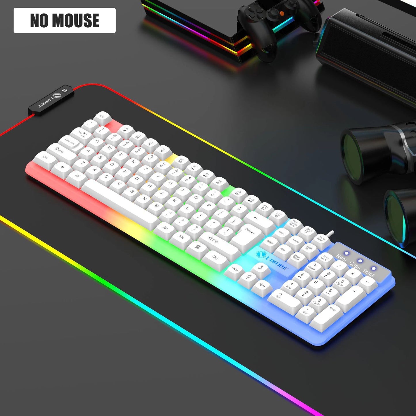 New Illuminated Gaming Keyboard Mouse 2024 USB Mechanical Feel Wired Spherical Keycap Cover With Multiple Color Options