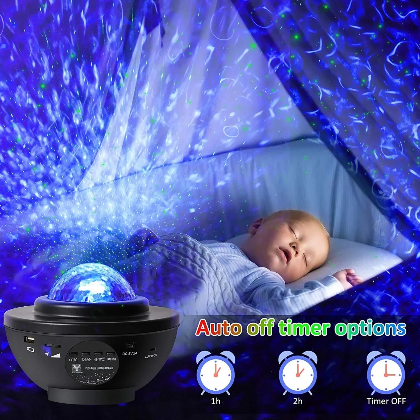 Starry Projector  Night Light with Ocean Wave Music Speaker Nebula Cloud Ceiling Lamp  Decoration Birthday Gifts Party Festival