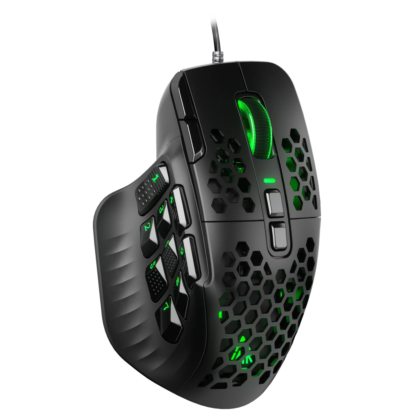 SOLAKAKA SM809 Wired Gaming Mouse Side Buttons 22800 DPI 16 Programmable MMO Macro Esports Mouse Heneycemb Ergonomic RGB Backlit