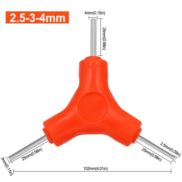 مجموعة مفاتيح سداسية ثلاثية التوائم 3 في 1 مقاس 2.5/3/4/5/6/8 مم، أدوات يدوية من الفولاذ الكربوني، أدوات صيانة الدراجات، مفتاح ربط كهربائي