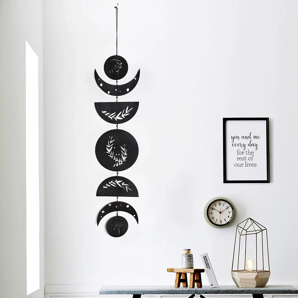 Wooden Moon Phase Garland Wall Decor Ramadan Decoration Boho Home Decor Bedroom Living Room Nursery Ornament Decor Craft Gift