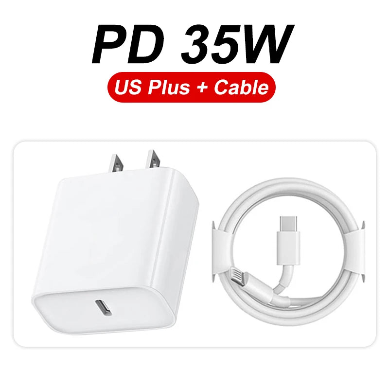 For iPhone Original 35W Fast Charger For Apple 16 15 14 13 12 11 Pro Max Quick Charging X XS XR 7 8 Plus Cable Phone Accessories