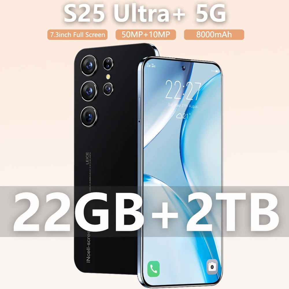 Hot New S25 Ultra Smart phone 7.3 inch Full Screen 4G/5G Cell Phone 22TB+2TB 7800mAh Mobile Phones Global Version Celulares