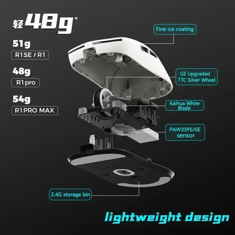 ماوس الألعاب Vgn Vxe Dragonfly R1 ProMax ماوس بلوتوث قابل لإعادة الشحن Paw3395 ماوس لاسلكي خفيف الوزن ومريح Esport