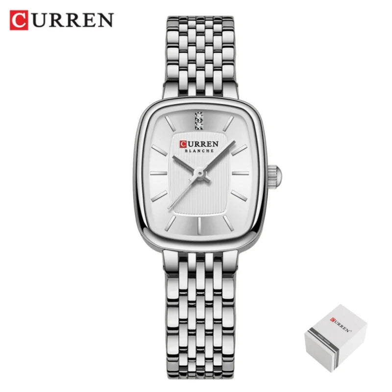 CURREN 9093 Fashion Quartz Women Watch Simple Elegant Square Dial Gold Stainless Steel Strap Waterproof Leisure Business Watches