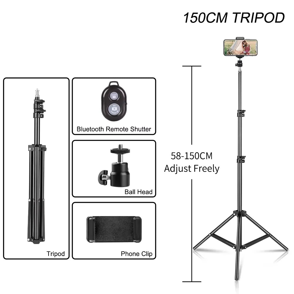 200CM Mobile Phone Live Support Photo Tripod Multi-Functional Video Recording Selfie Landing Tripod