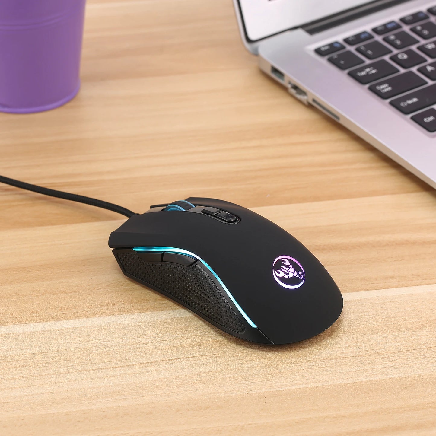 Popular choice HXSJ A869 optical ergonomic RGB ABS 4-level resolution adjustment wired gaming mouse for laptop and PC