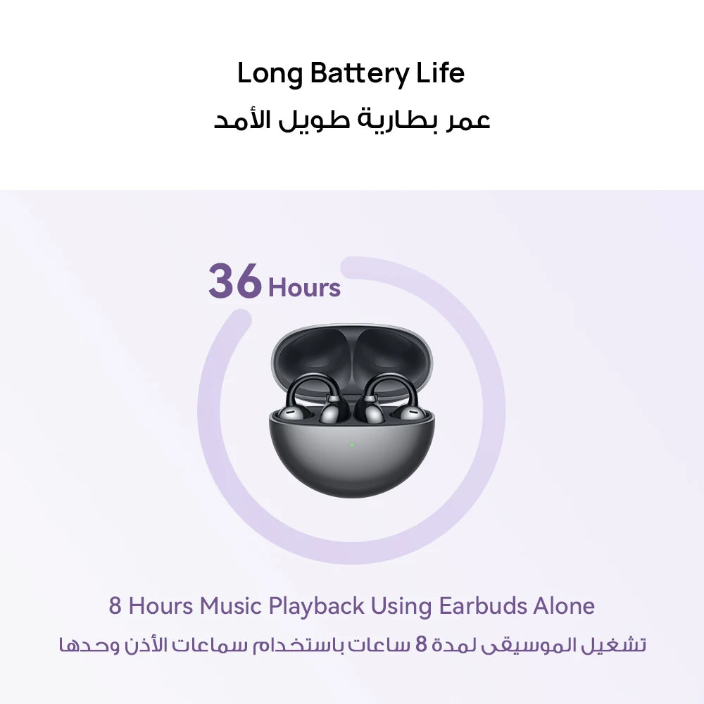 HUAWEI FreeClip Wireless Earphones, Bluetooth Earbuds,  iOS And Android, Saudi Version with Local Warranty, Delivery from Riyadh