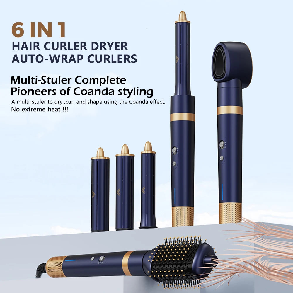 Hair Curler Dryer 6 in1 Air Styler & Hair Dryer for Straight & Wavy Hair Auto-Wrap Curlers Hair Staightener Blow Drier