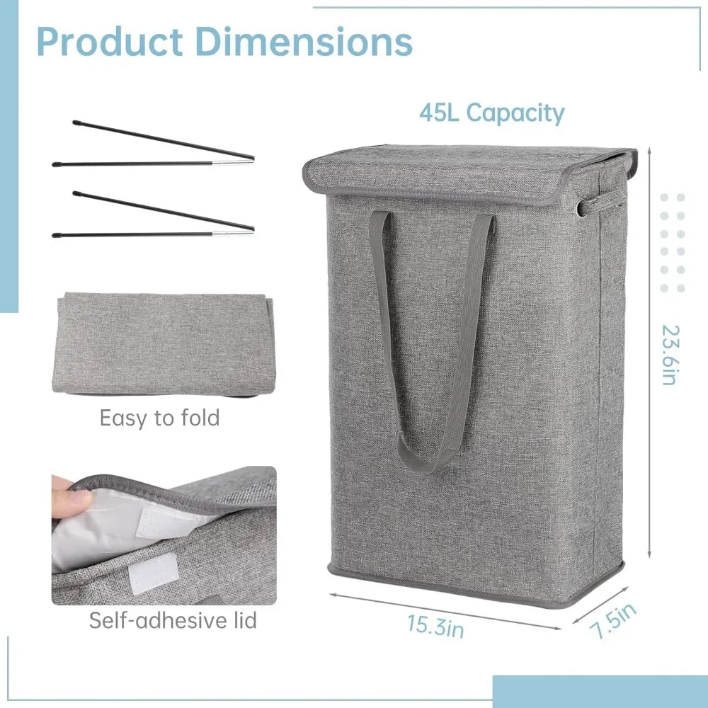 45L Foldable Dirty Laundry Basket with Cover Dust-proof Clothes Trousers Socks  Organization Drawer Wardrobe  Box New