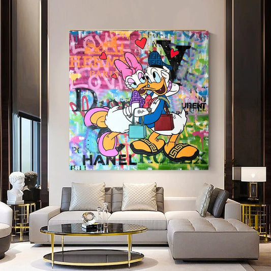 Donald Duck Graffiti Art Canvas Paintings on the Wall Art Posters and Prints  Fashion Luxury Street Art Picture Home Decoration