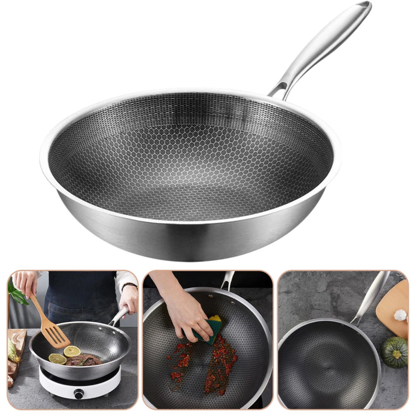 r Culinary Skills with this Top-Quality Wok Set, Enhancing Every Meal with Professional Grade Cookware. Stainless Steel Construc