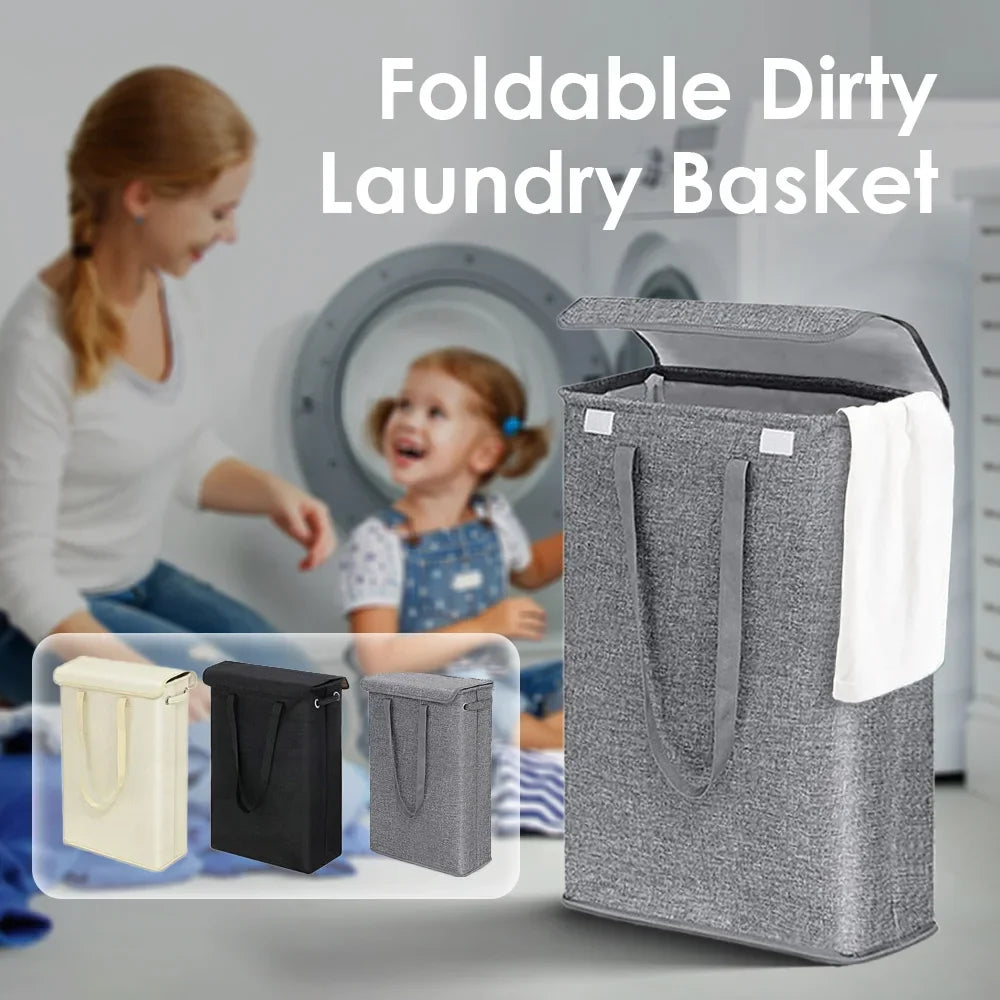 45L Foldable Dirty Laundry Basket with Cover Dust-proof Clothes Trousers Socks  Organization Drawer Wardrobe  Box New