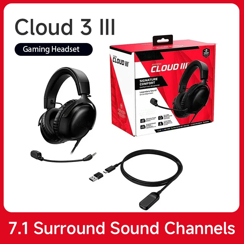 Hyperx Cloud 3 Ⅲ Gaming Headset Wired Wireless/2.4g Esports Fps Gaming Usb For Pc Ps4/Ps5 Noise Reduction Microphone Earphones