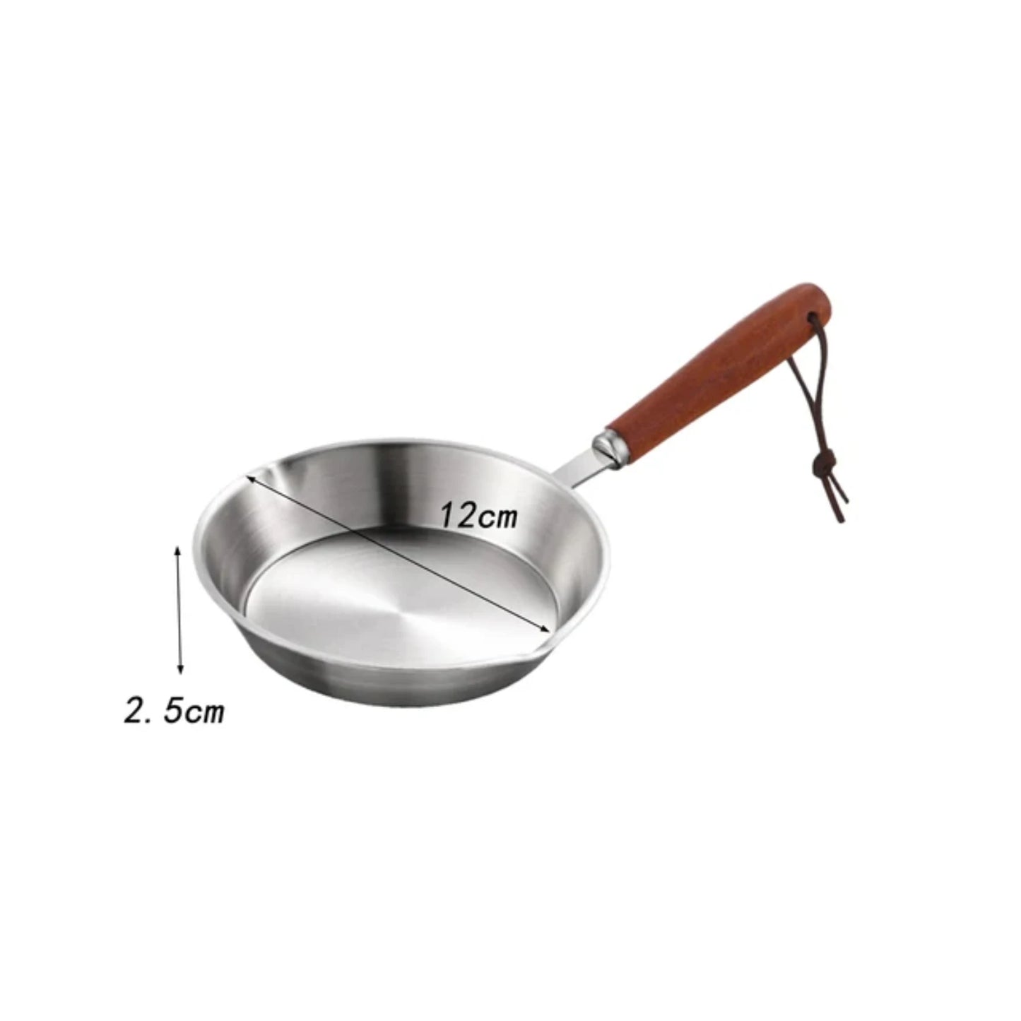 Wooden Handle Stainless Steel Kitchen Cookware Set - Nonstick Frying Pan, Butter Warmer, Egg Pot - Suitable for All Stovetops