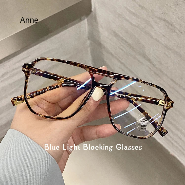 Square Double Briges Anti Blue Light Glasses Men Blue Light Blocking Glasses Women Eyeglasses Frame Optical Eyewear Computer