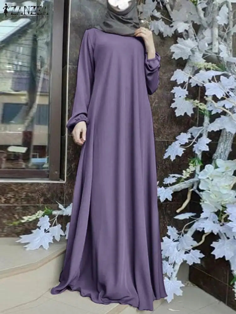 ZANZEA Women Fashion Tukey Abaya Robe 2023 Muslim Dress Long Sleeve Maxi Sundress Vestido Dubai Kaftan Islamic Clothing Oversize