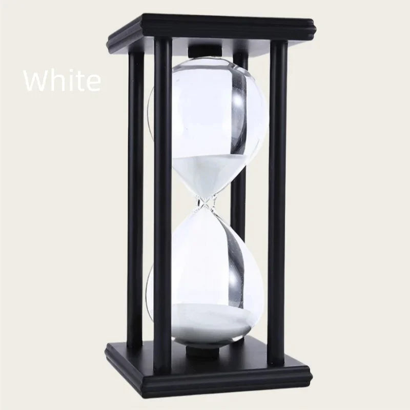 60 Minutes Wooden Black Frame Four Pillar Hourglass Children Do Homework Timer Creative Fall-Proof Sand Clock Home Decorations